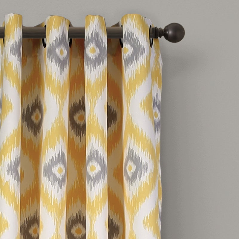 Lush Decor Light Filtering Window Curtain Panel Set, Yellow/Gray, 2 Count - Image 2